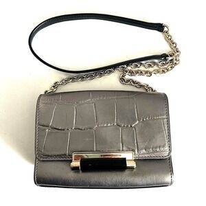 Diane Von Furstenberg‎ Micro Mini Crossbody Bag Shoulder Grey Croc Leather DVF